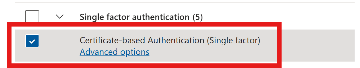 Entra Authentication Strength Advanced Options