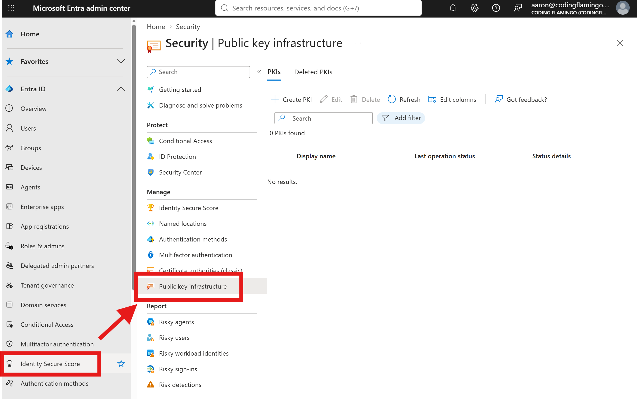 Public Key Infrastructure Setup in Entra Portal