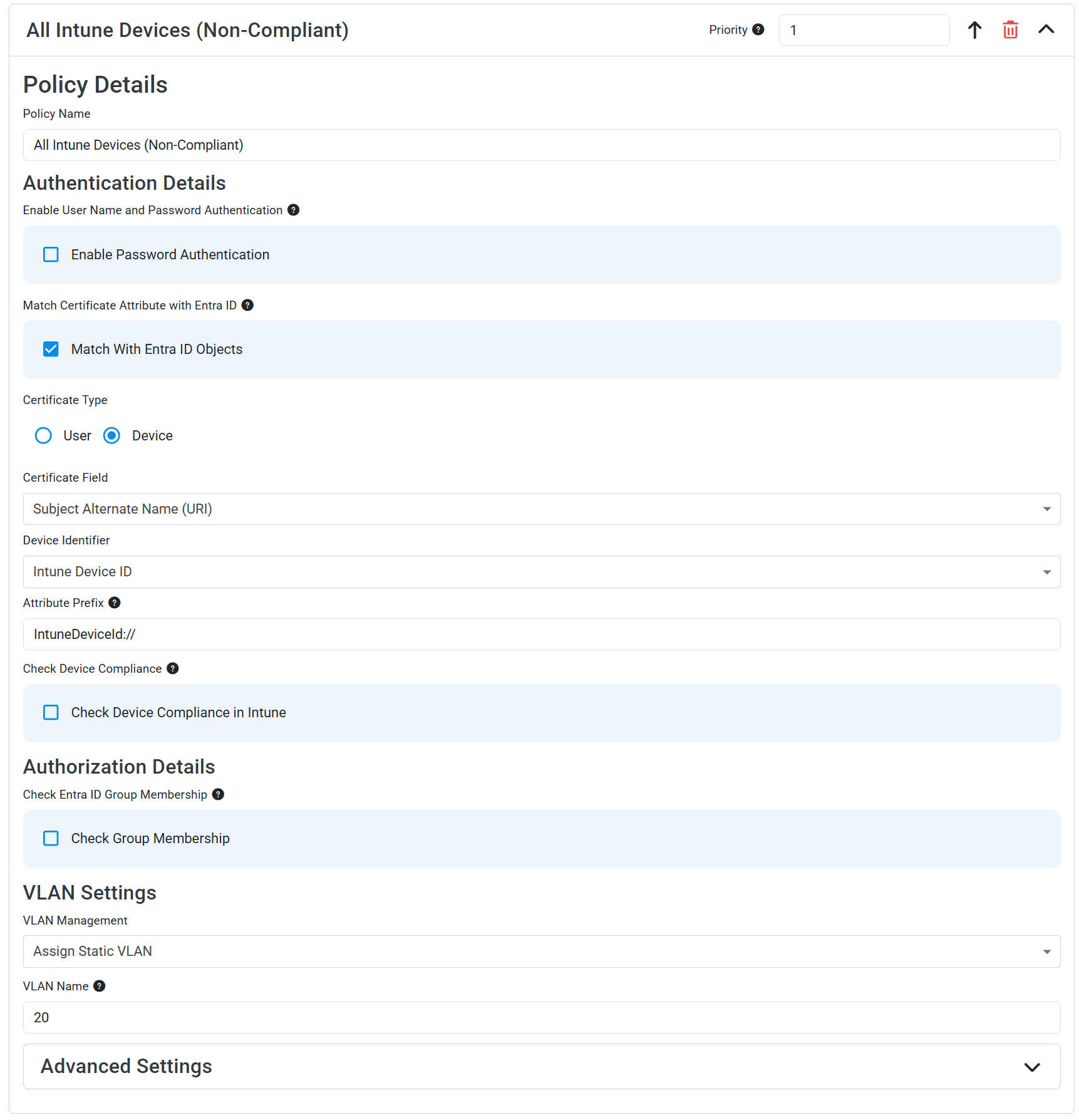 EZRADIUS Access Policy for Non-Compliant Devices