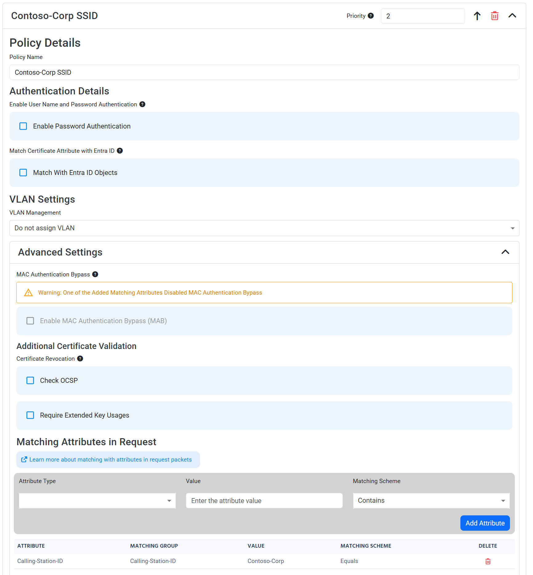 Access Policy Matching on SSID Name