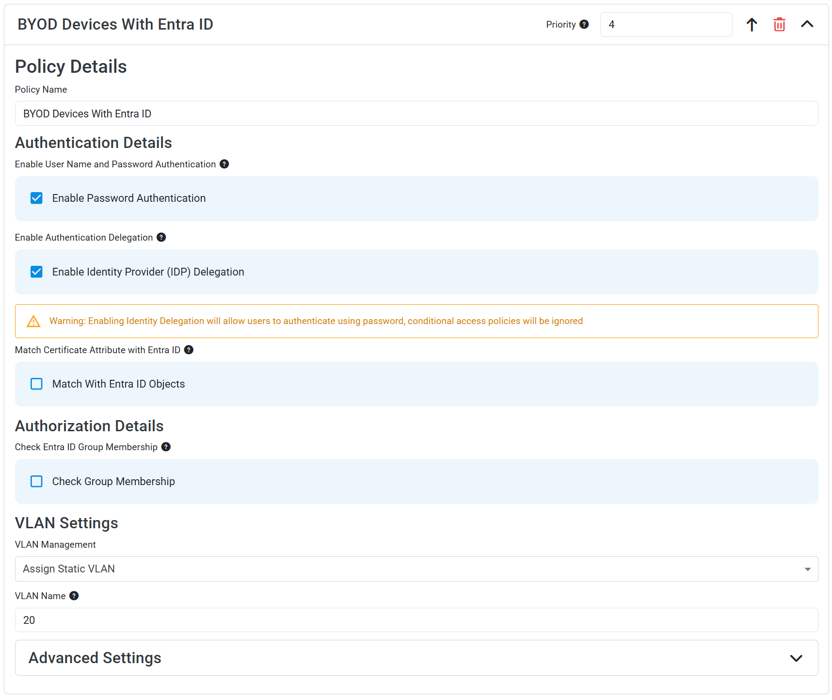 Access Policy for BYOD Devices