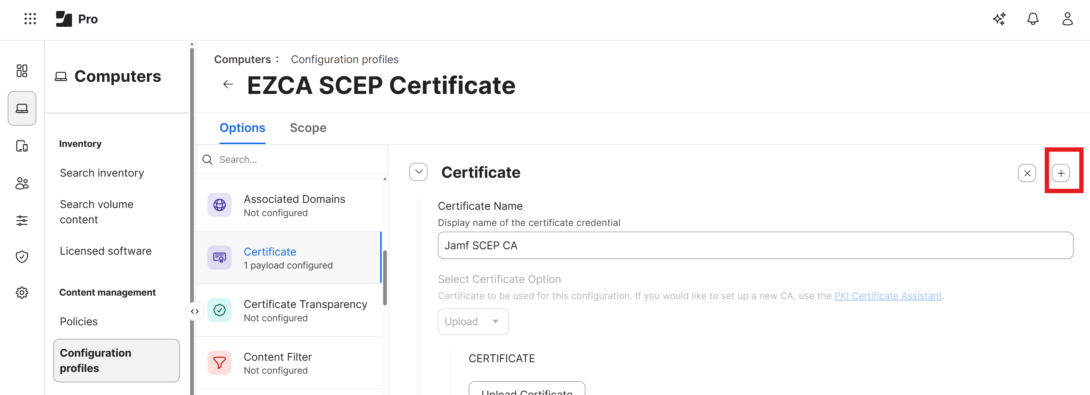 Add Certificate to Jamf Pro Configuration Profile