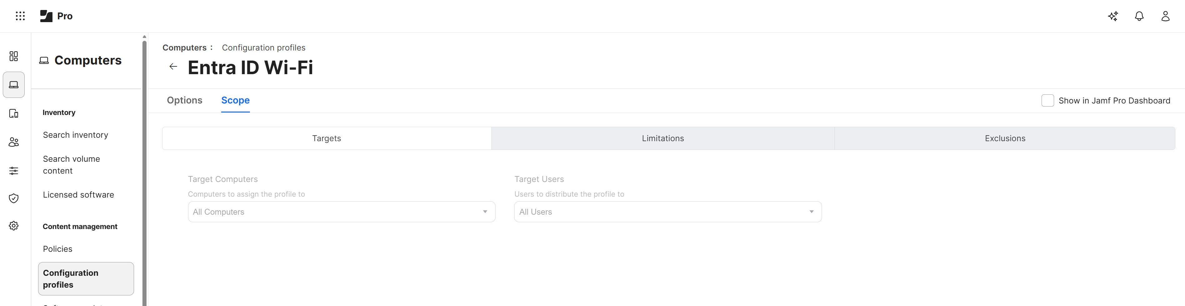 Jamf Pro Configuration Profile Scope