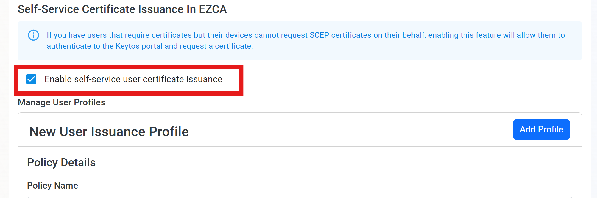 Enable self-service user certificate issuance for your SCEP CA.