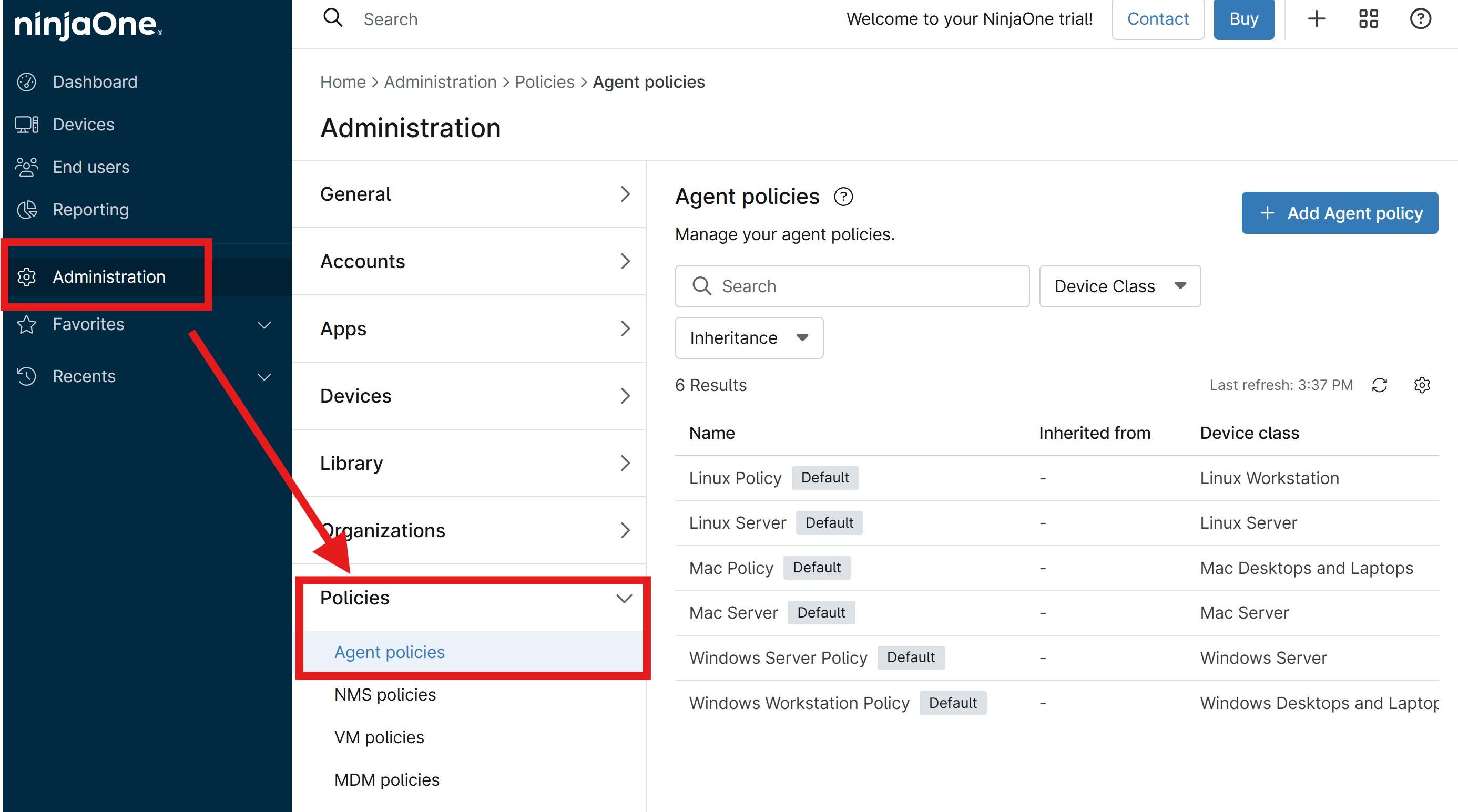 NinjaOne Agent Policies