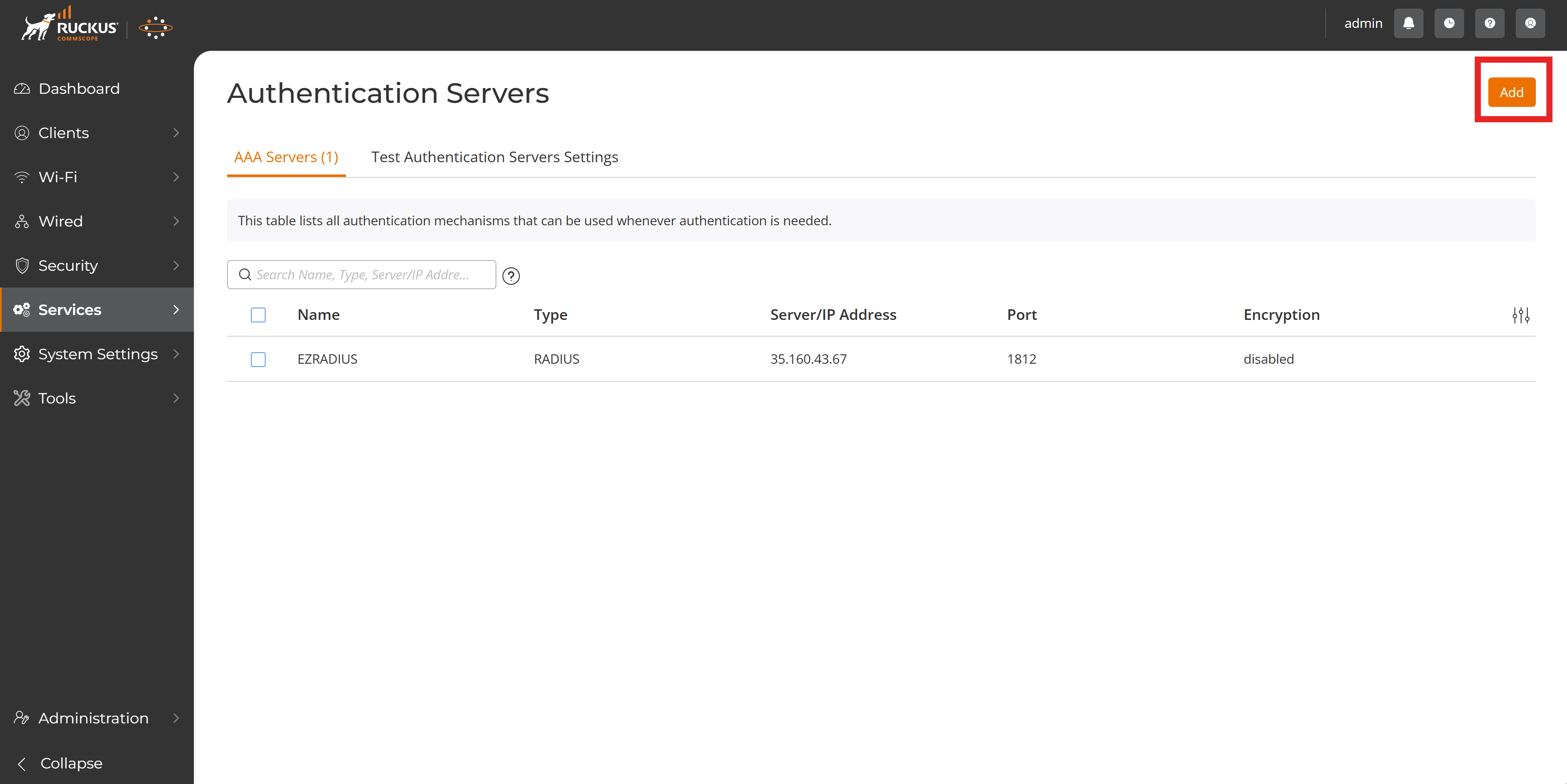 Add RADIUS Accounting Server in Ruckus Unleashed