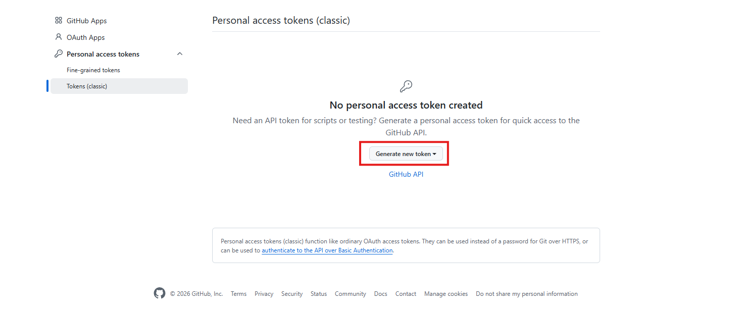 GitHub Create Personal Token