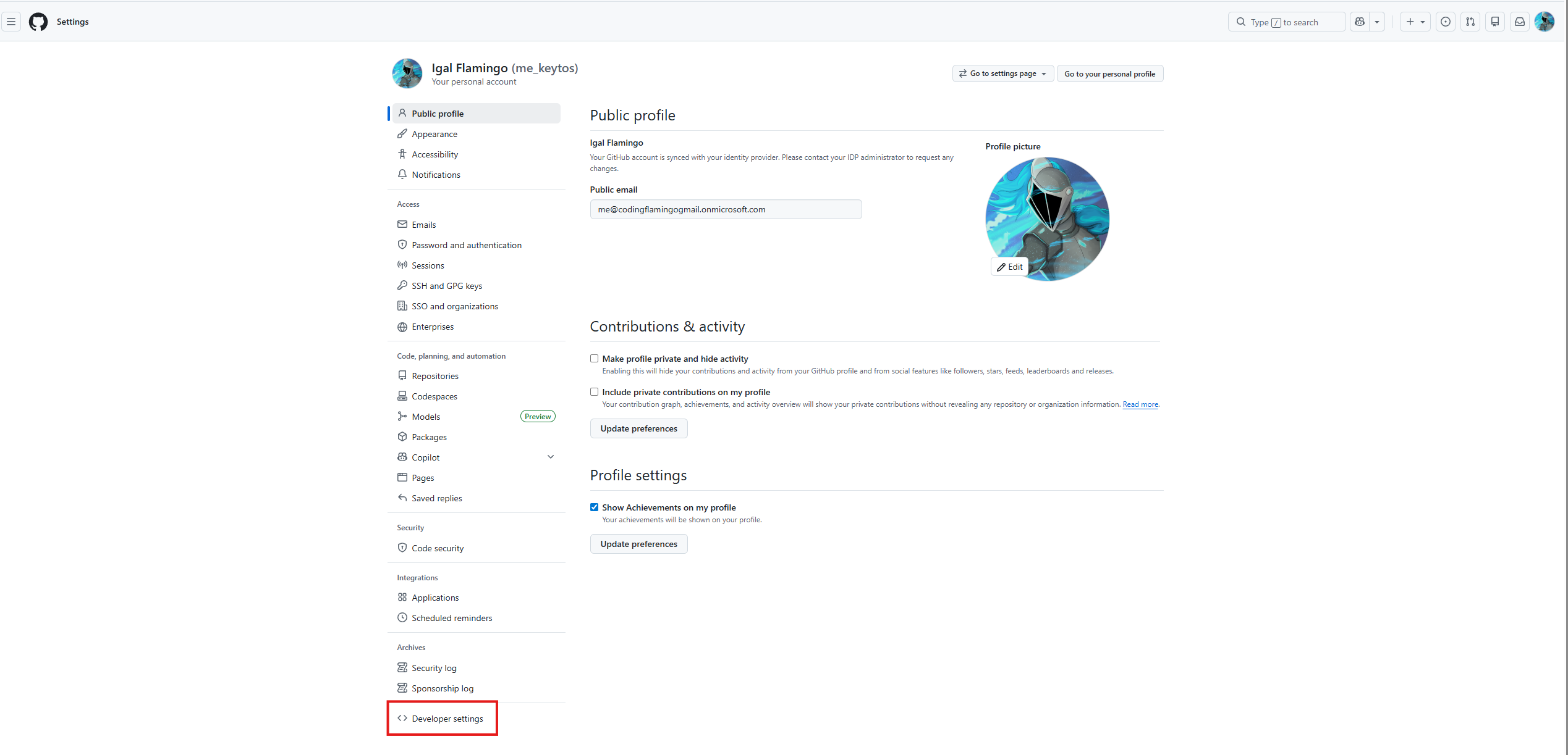 GitHub Developer Settings
