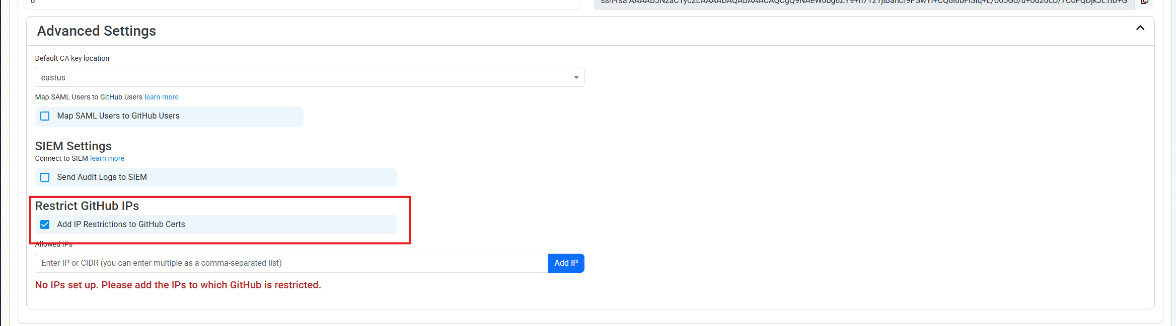 Restrict IP Addresses that can be used with GitHub SSH Certificates