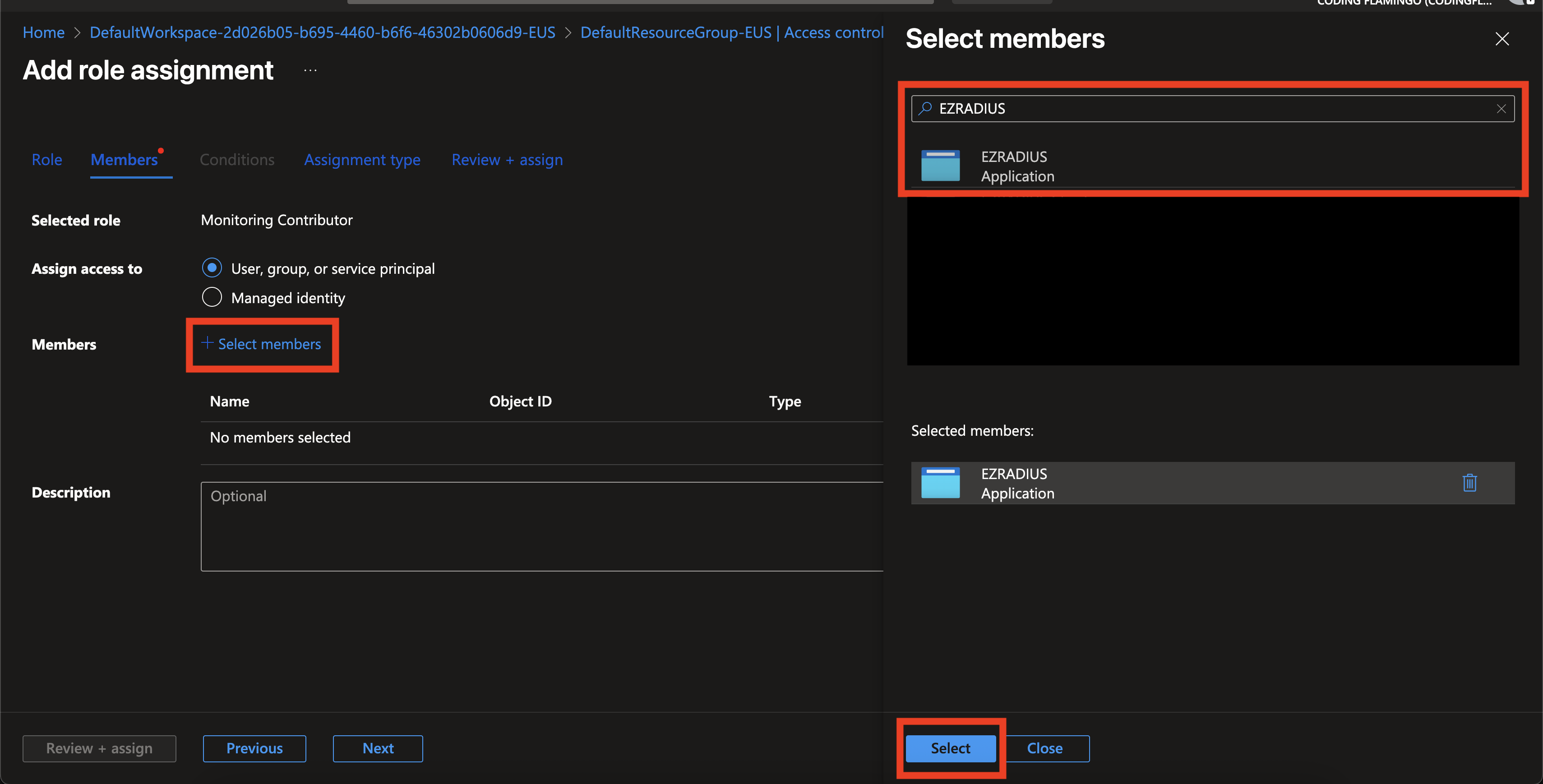 Select the application