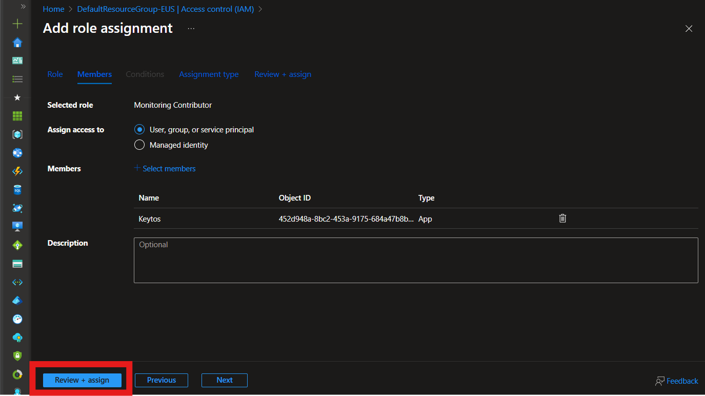 Click Review + Assign