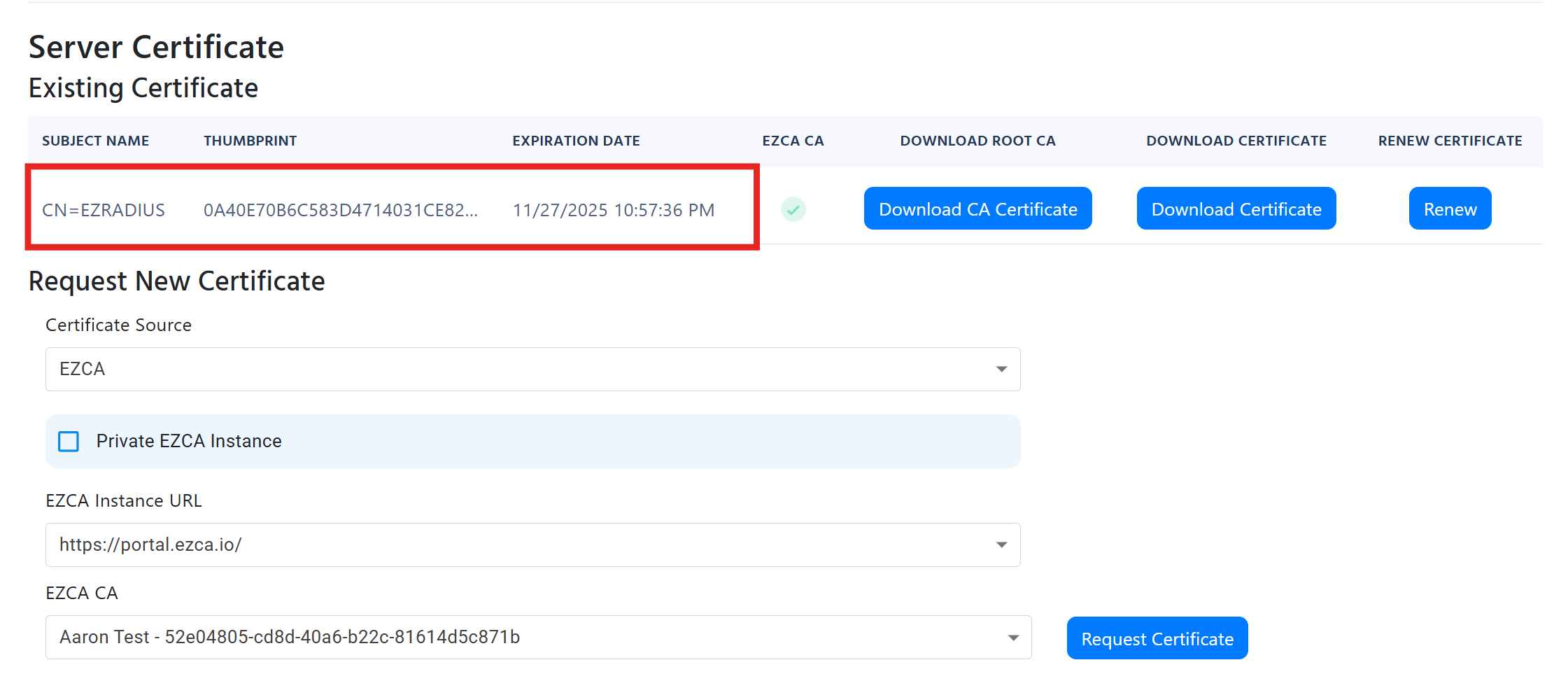 EZRADIUS Cloud RADIUS Network Policy add RADIUS Certificate for EAP-TL