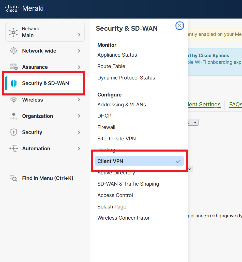 How To Enable Meraki Client VPN Settings