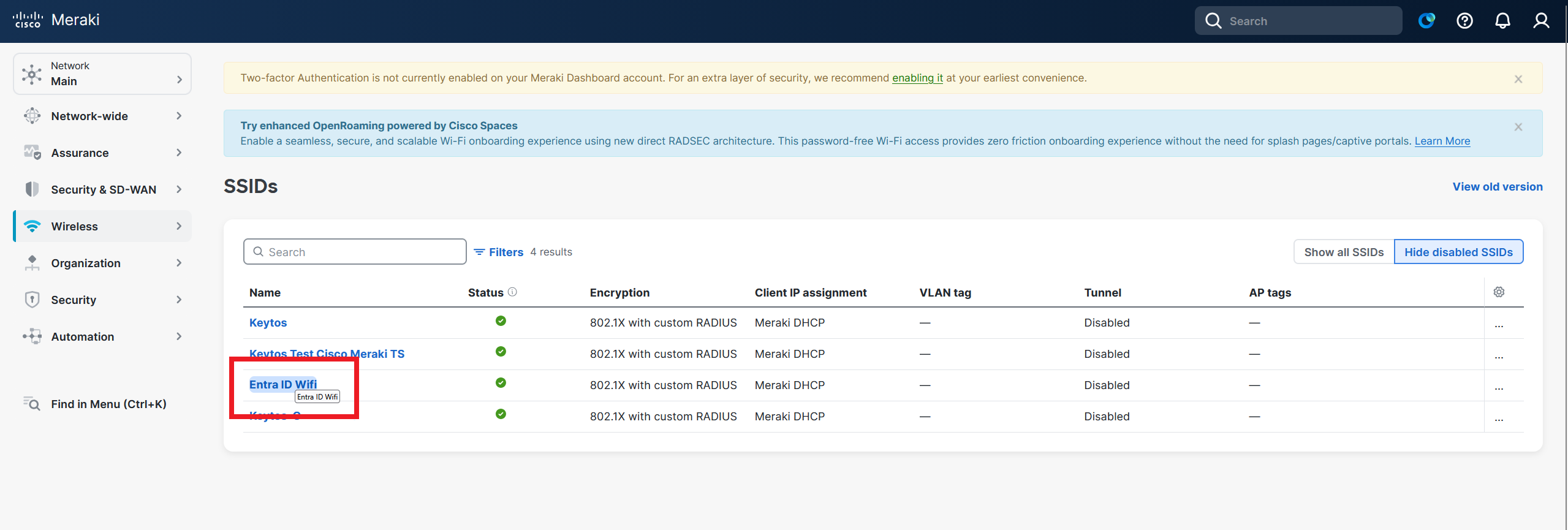 How To Enable Cloud RADIUS Meraki Network Settings