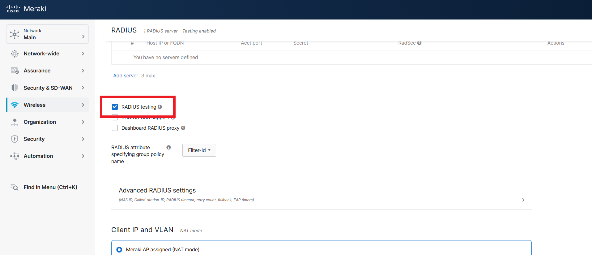 How to Setup Cloud RADIUS Profile in Meraki Network