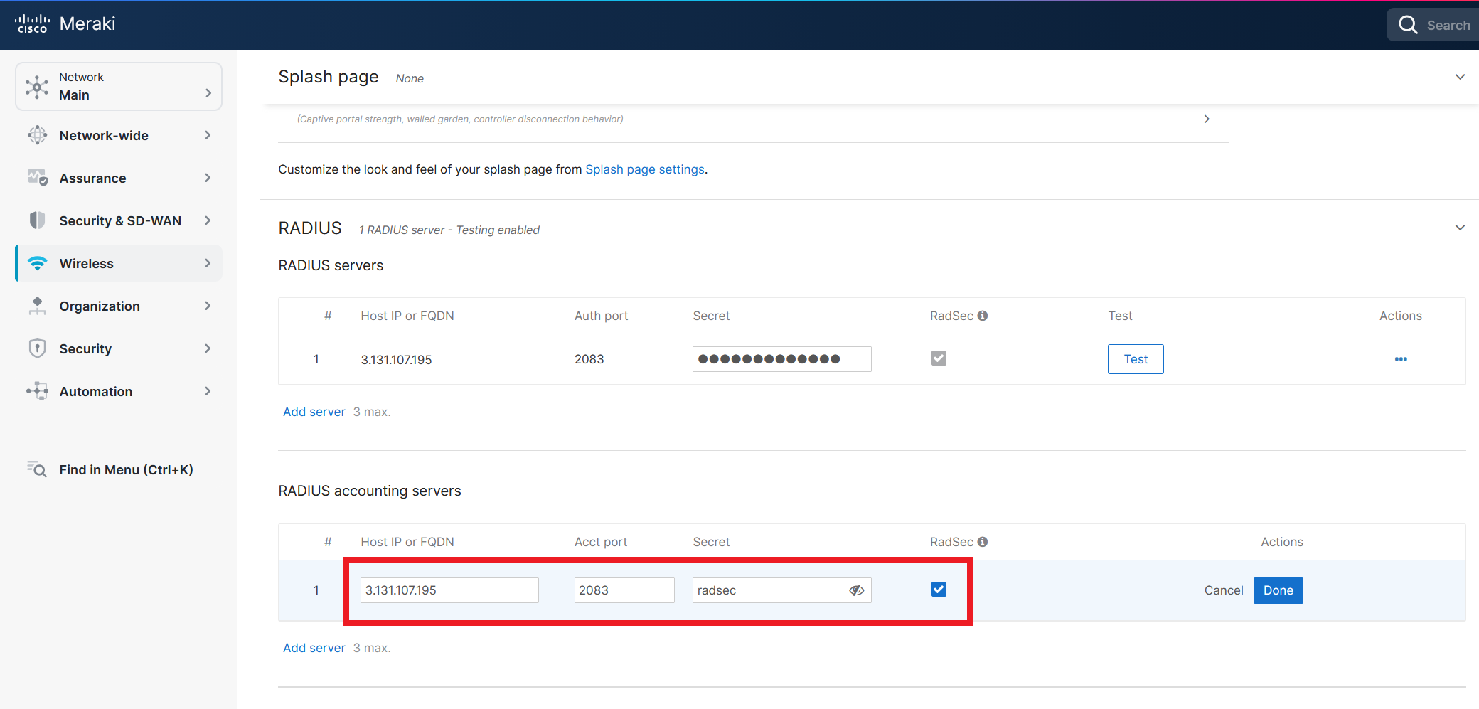 How to Setup Cloud RADIUS Profile in Meraki Network