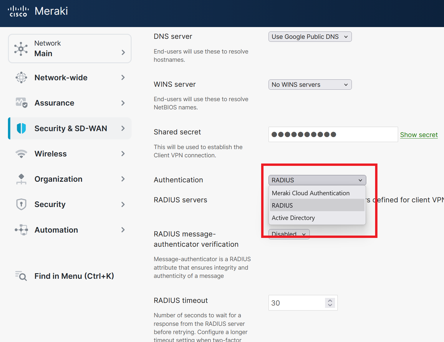 How To Enable Meraki Client VPN Settings