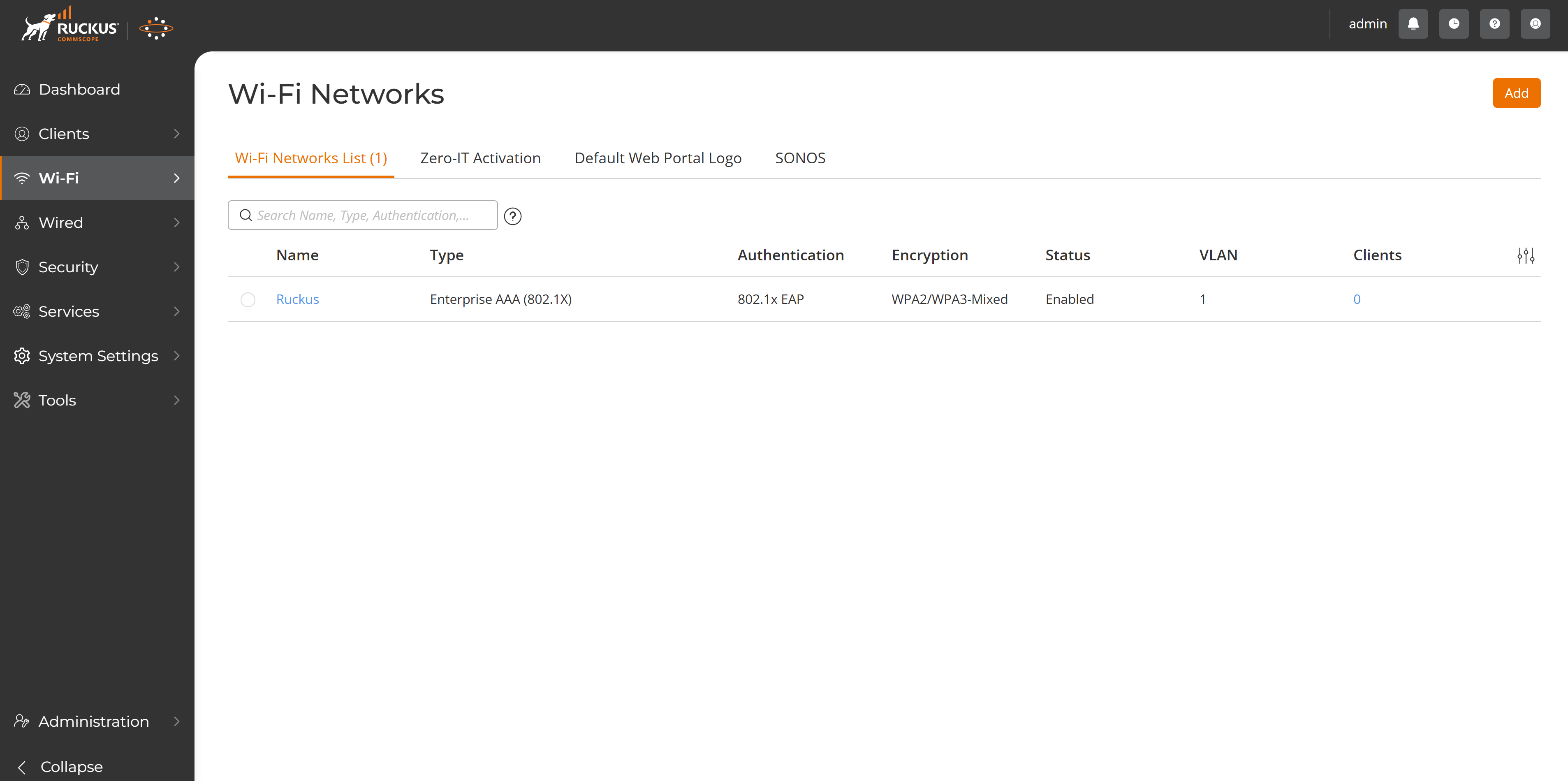 Ruckus Unleashed Wi-Fi Networks List showing updated SSID