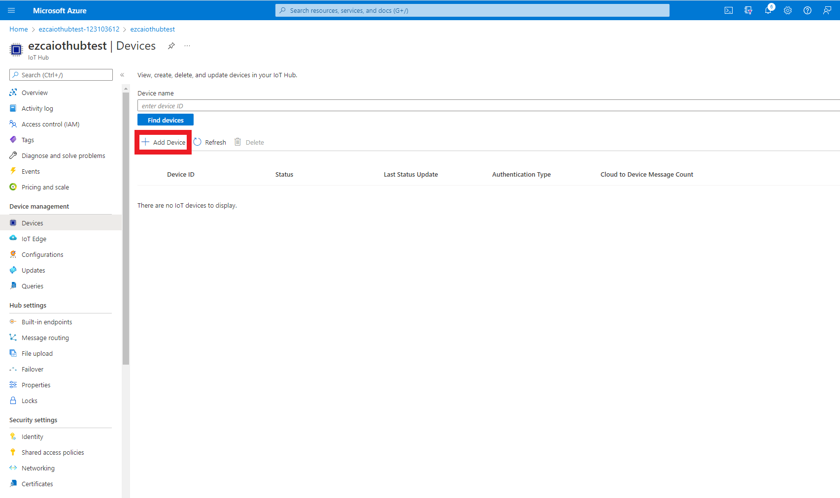 how to Add IoT Device to Azure IoT Hub