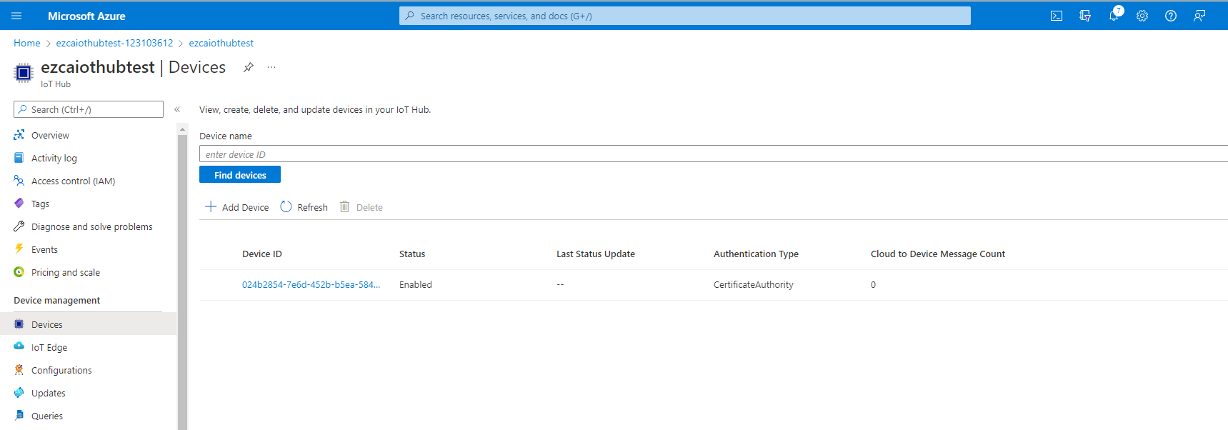 View Azure IoT Hub Devices