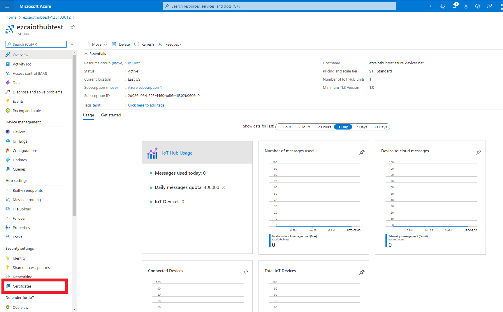 Add CA Certificate Azure IoT Hub