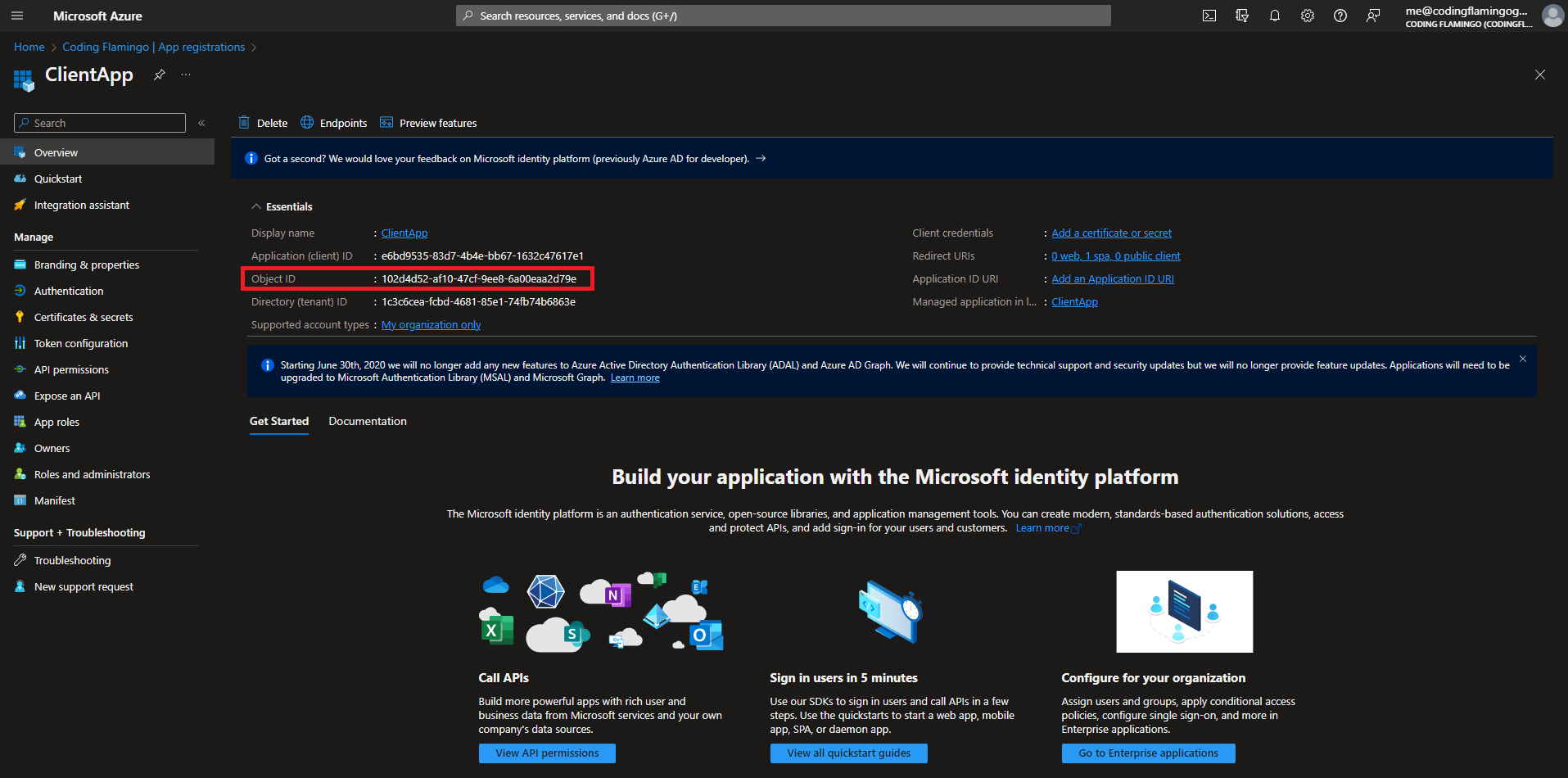 Azure AD Application Object ID