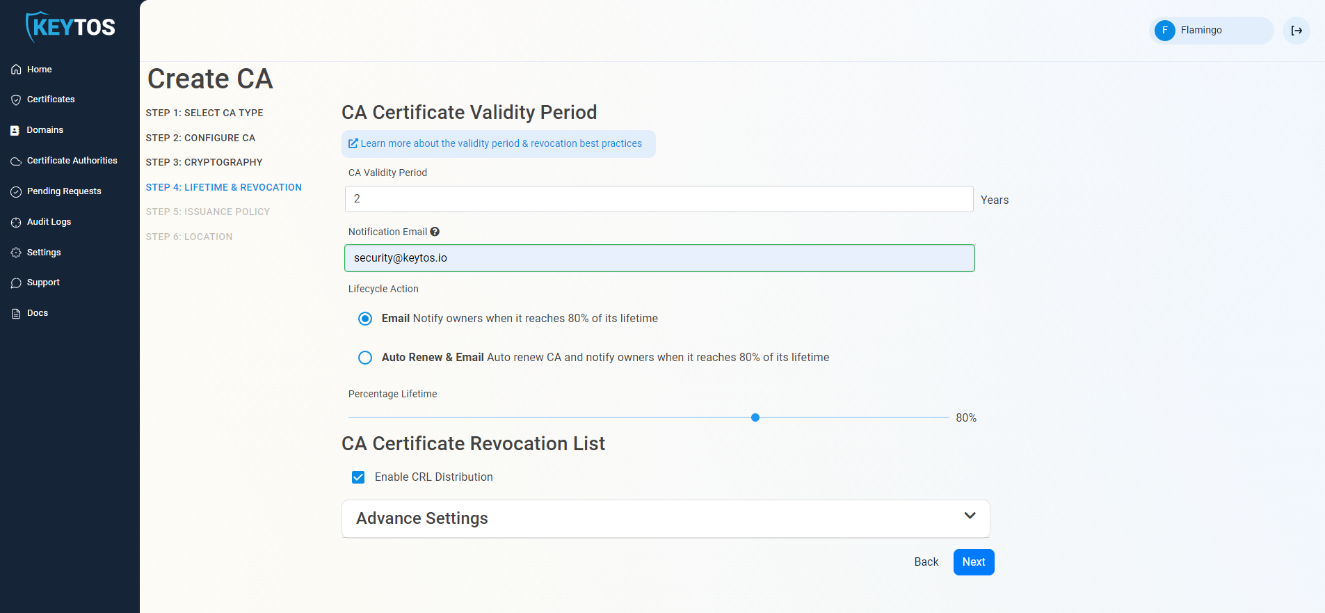 Certificate Authority Lifecycle Details
