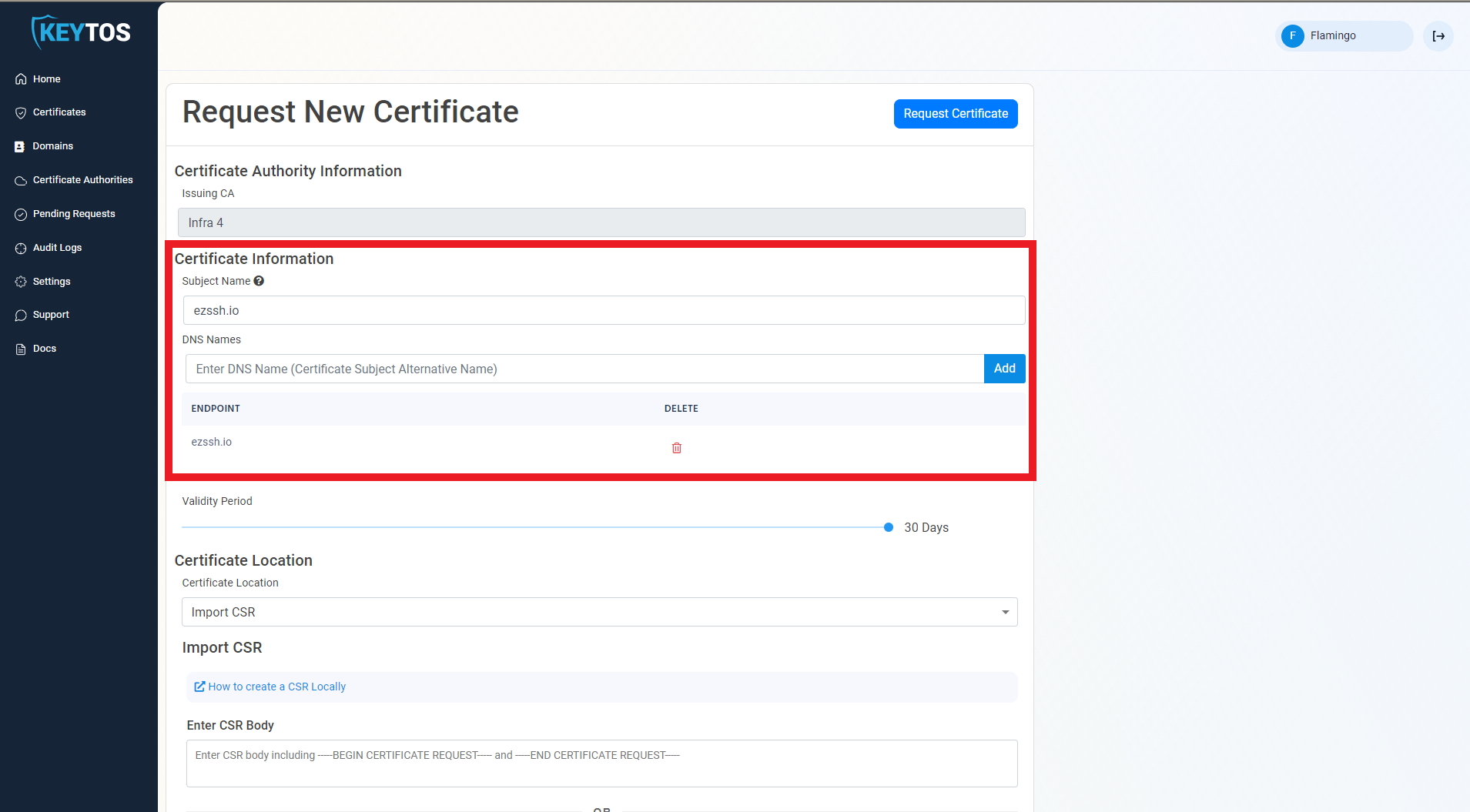 Create TLS Certificate