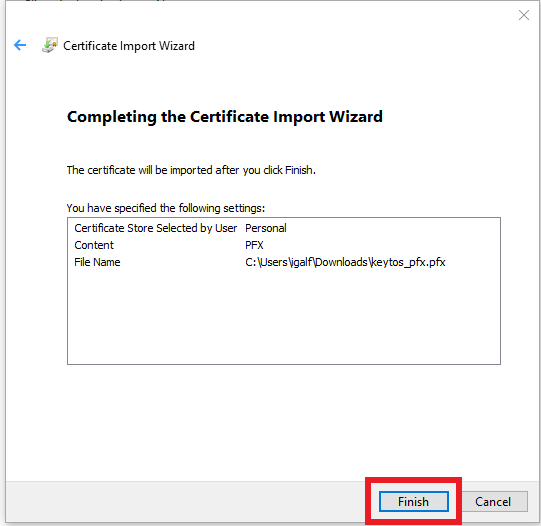 Import Certificate