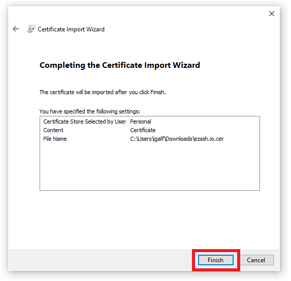 Import Certificate