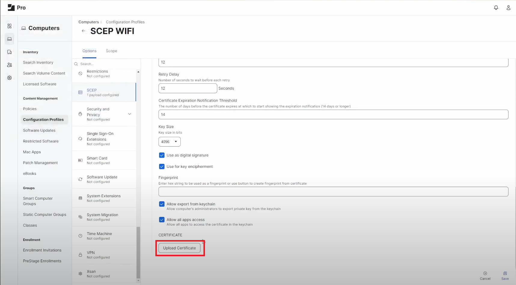 How to Add a SCEP Certificate Authority to JAMF Pro