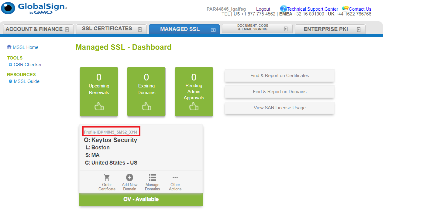 GlobalSign MSSL Profile ID