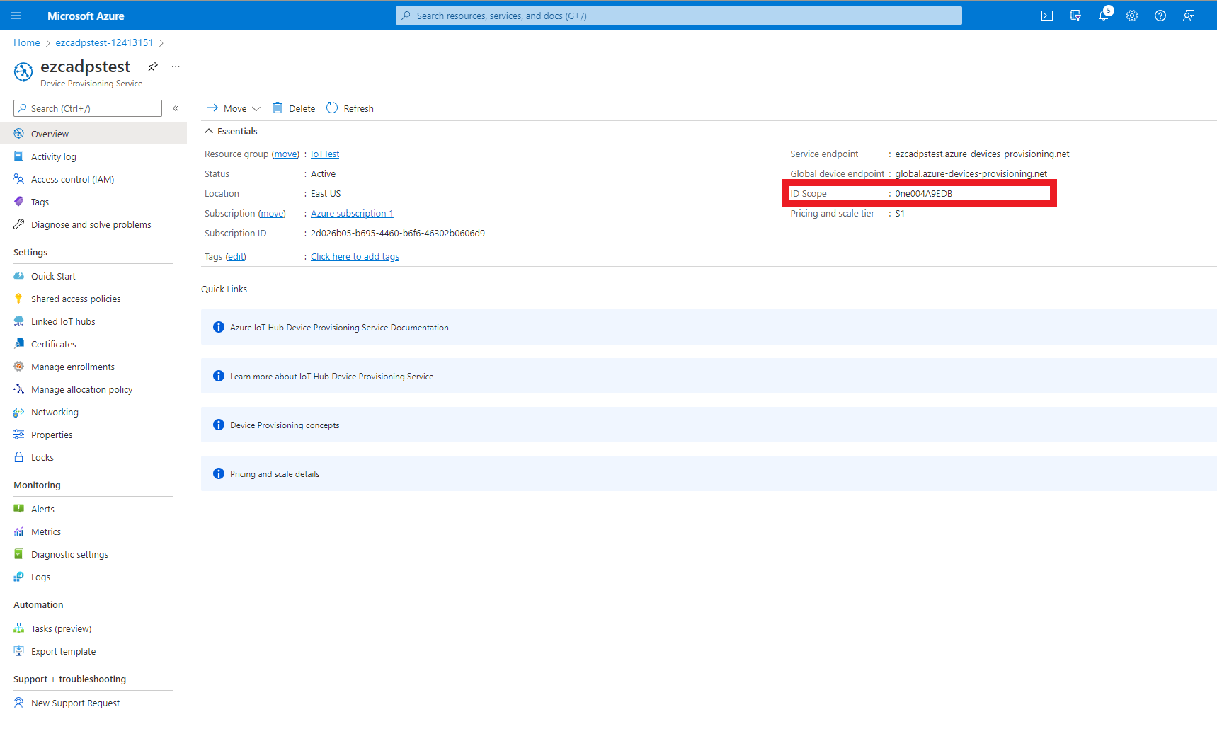 Change the _dpsIDScope to match your ID Scope of your Azure Device Provisioning