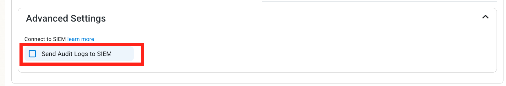 EZCA Send Audit Logs to SIEM checkbox
