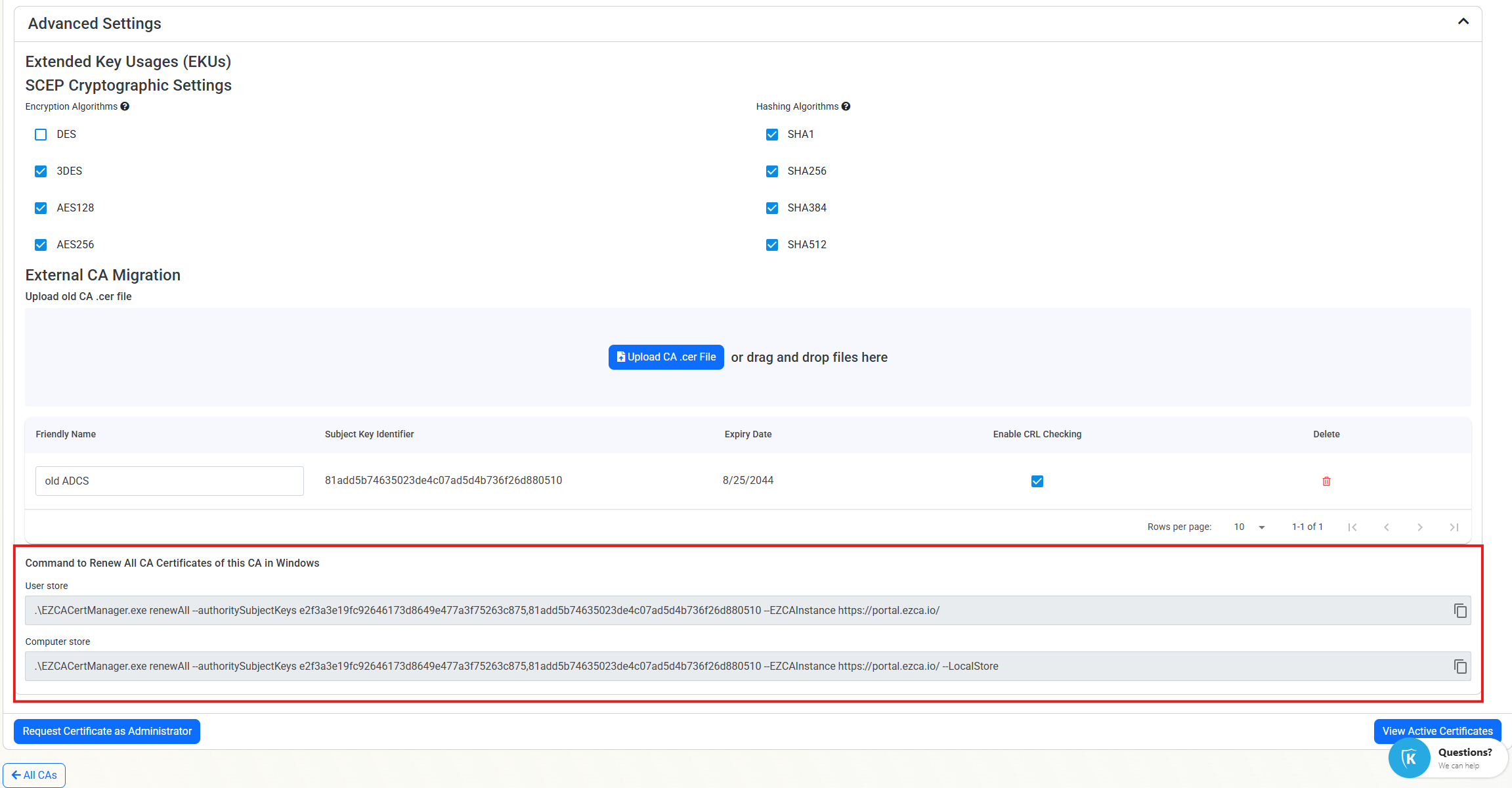 Automatically rotate certificates in non managed devices with EZCA cloud CA