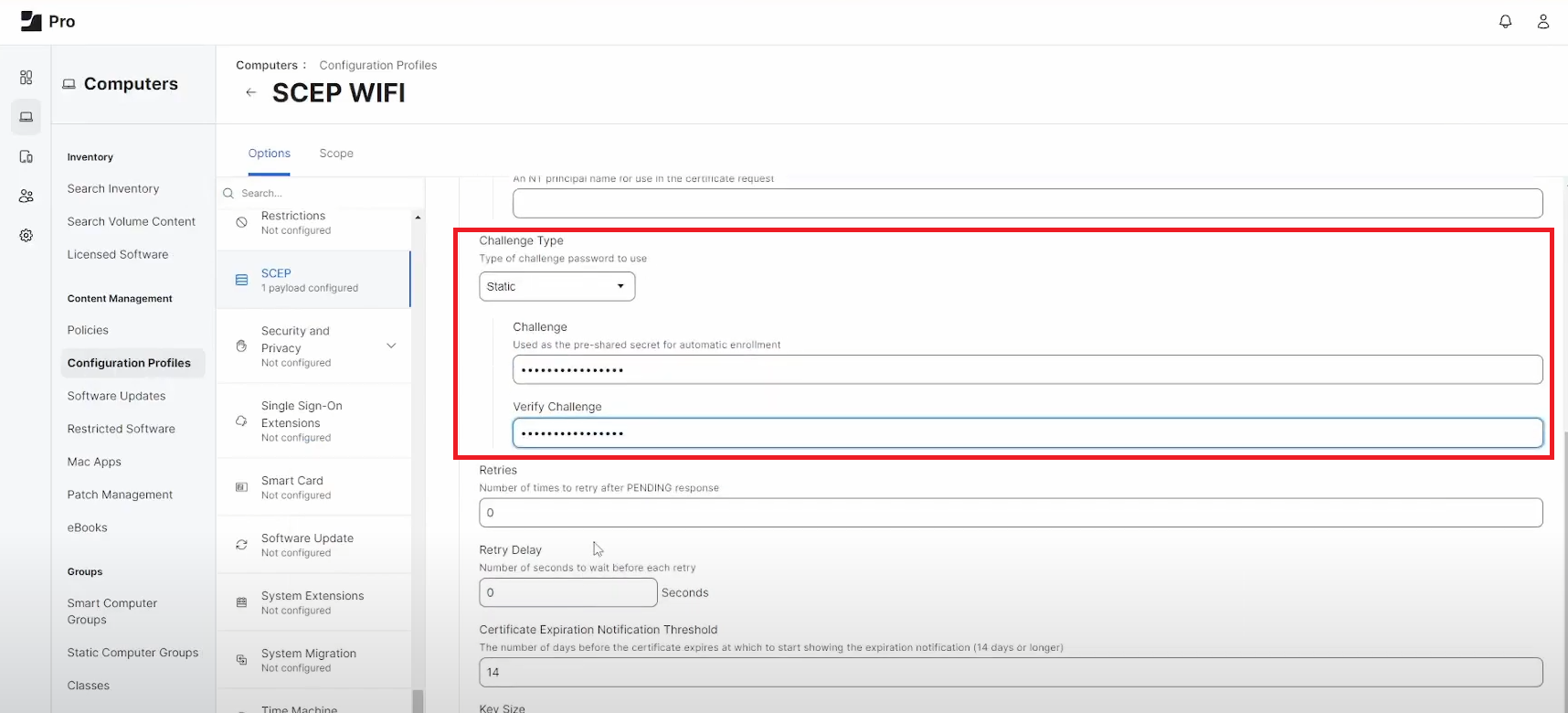 How to Add Static SCEP Profile in JAMF Pro