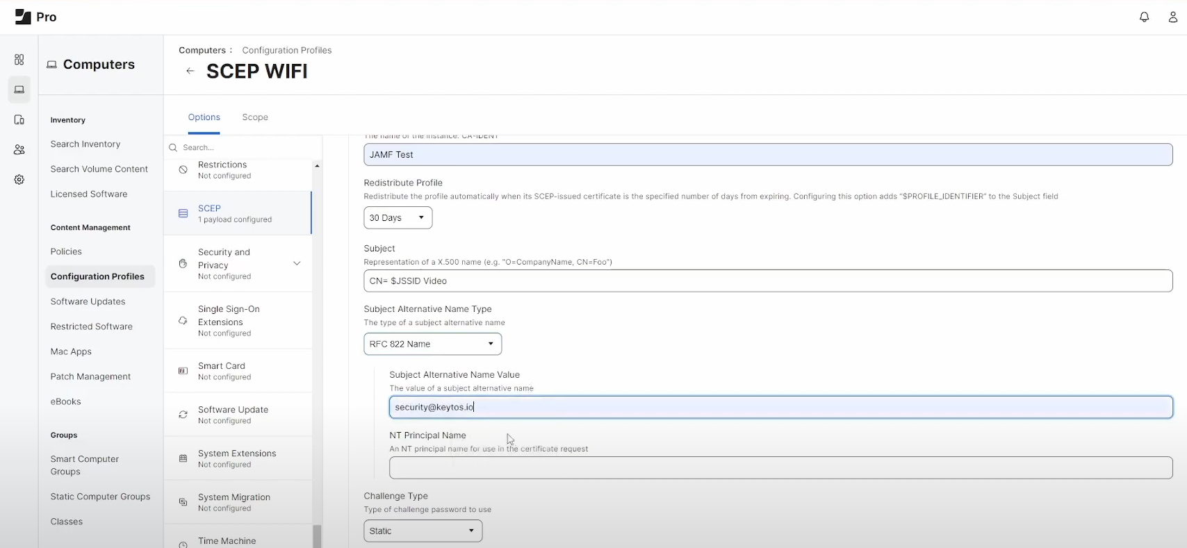 How to Add SCEP Profile in JAMF Pro