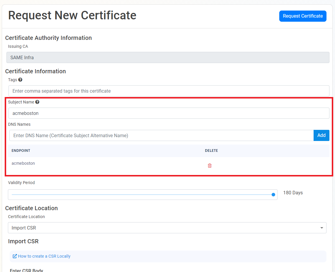 Create Certificate in EZCA