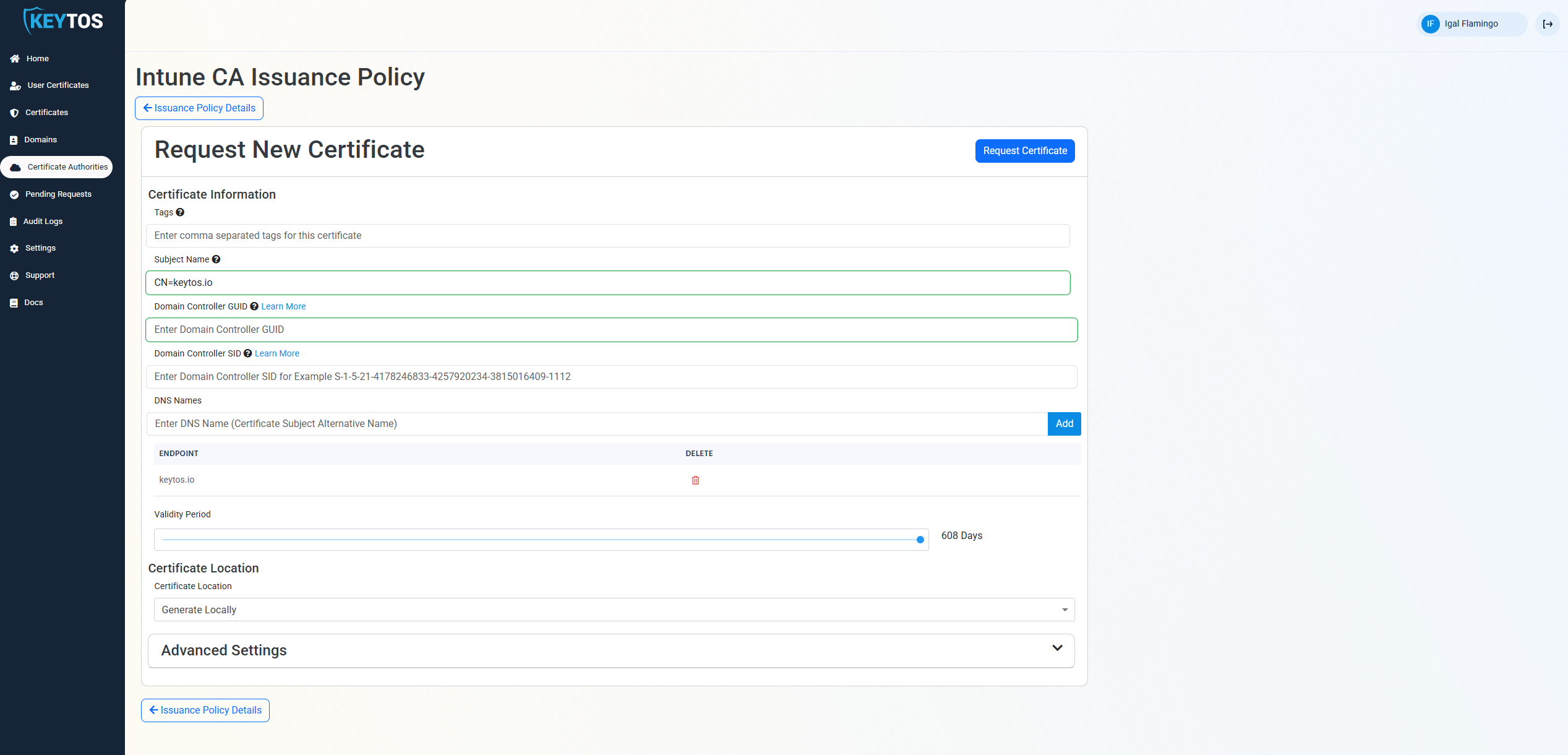Request Server Certificate from Cloud PKI for Intune