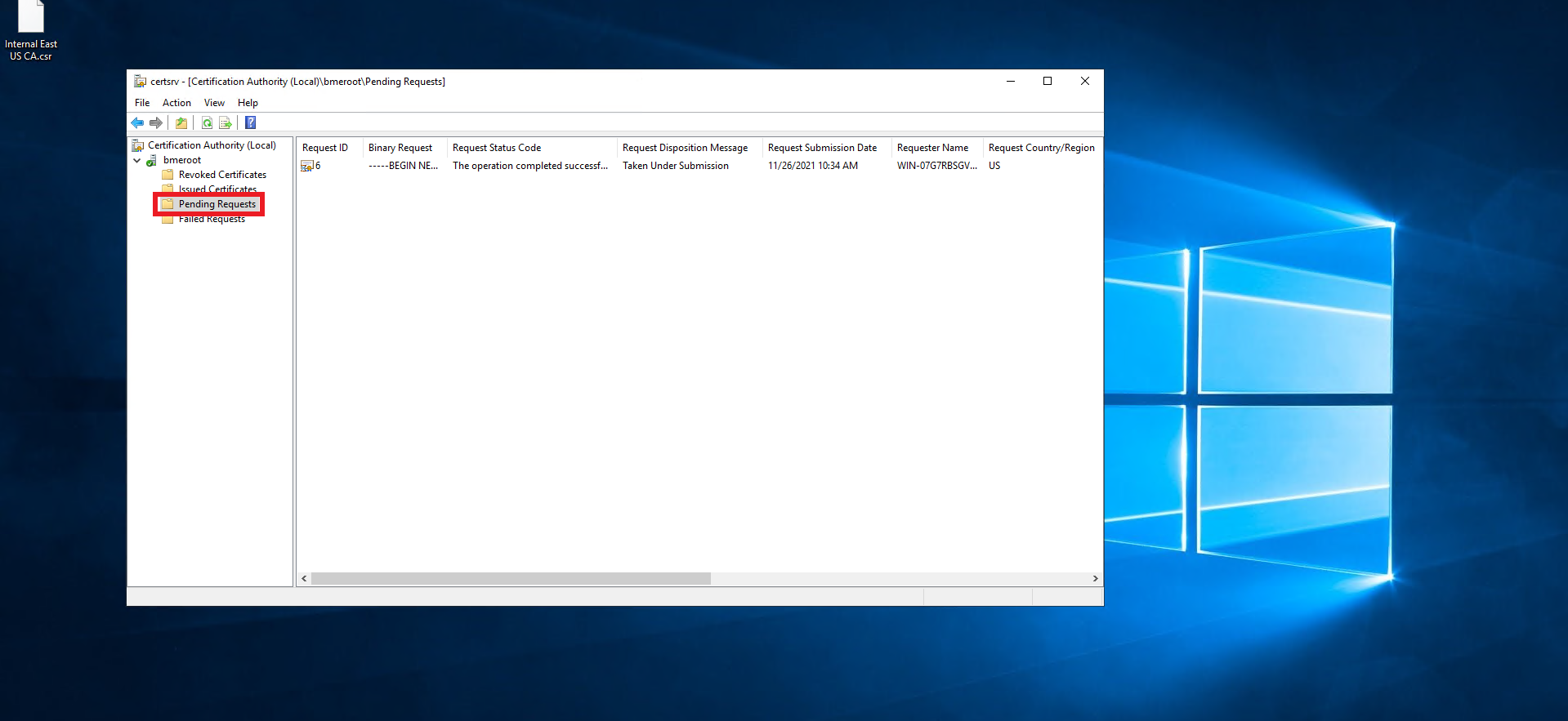 See Windows PKI Pending CA Requests