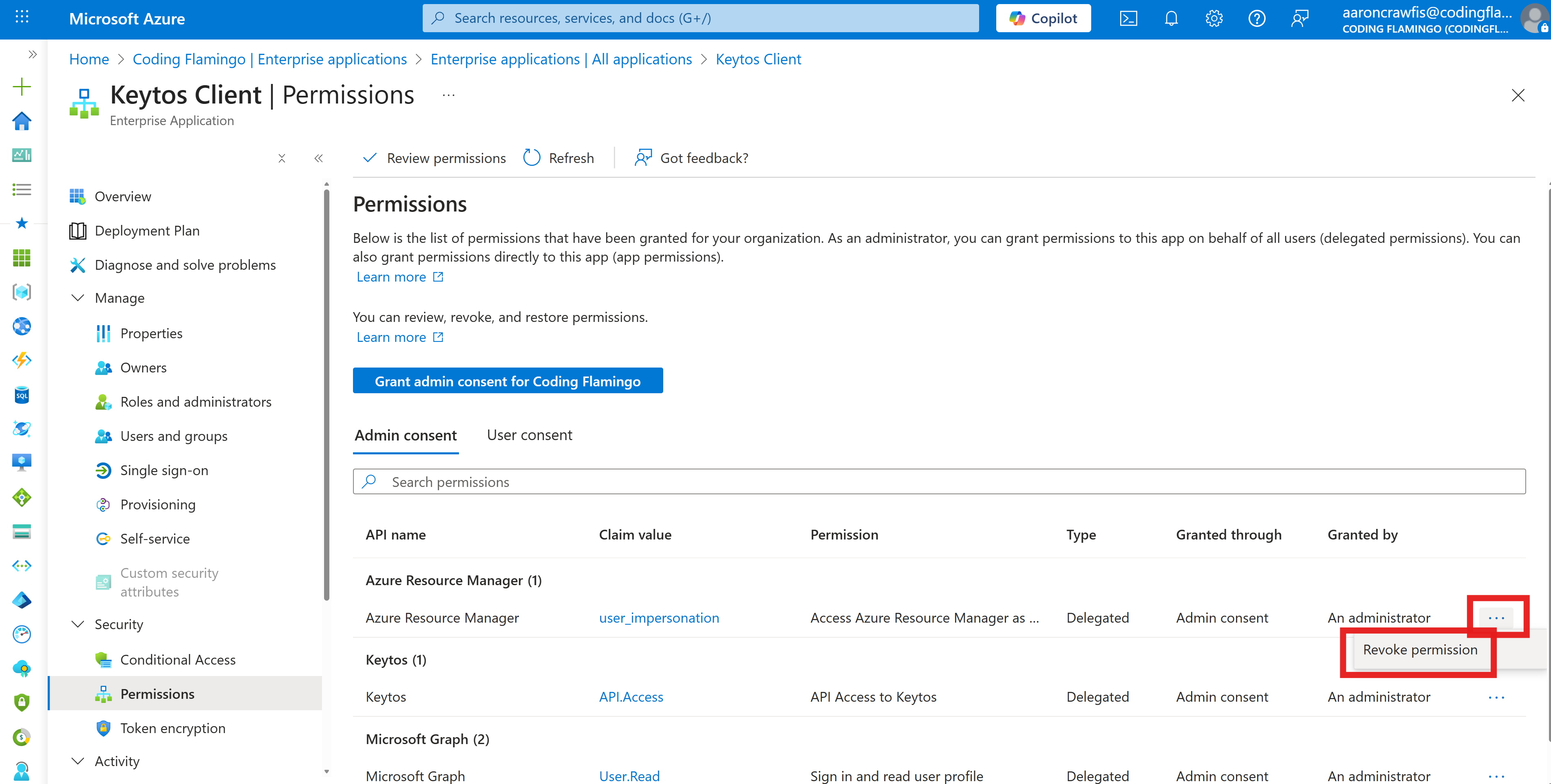 Revoke Azure Resource Manager Permission in Azure Portal