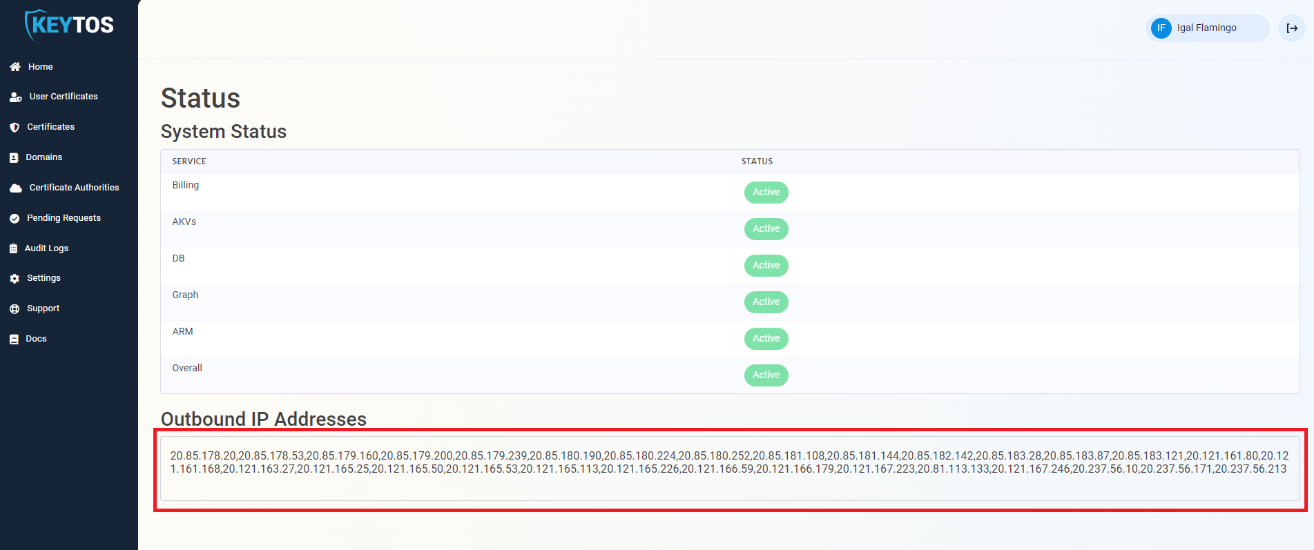 Get EZCA Outbound IP addresses