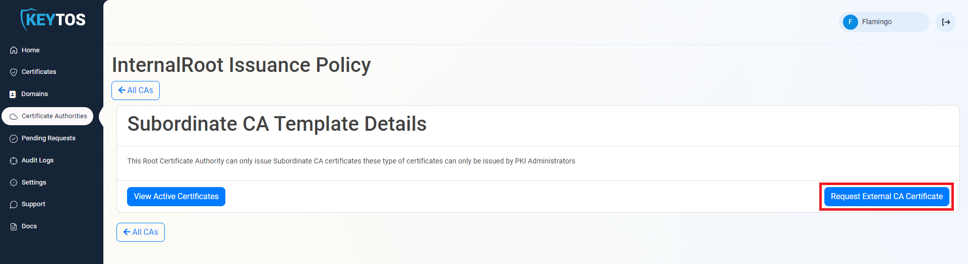 EZCA Request External CA Certificate