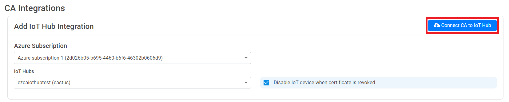 Connect CA to IoTHub