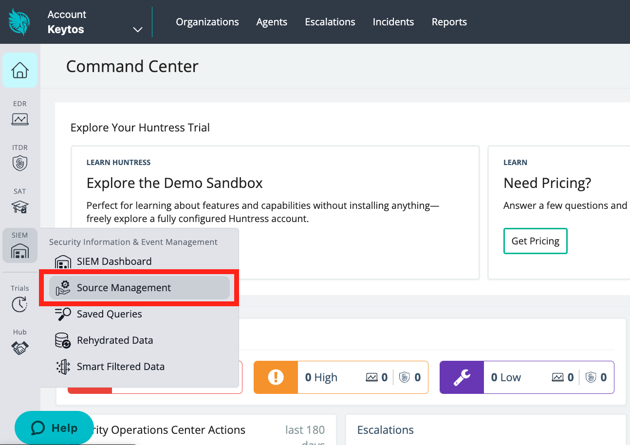 Huntress Source Management