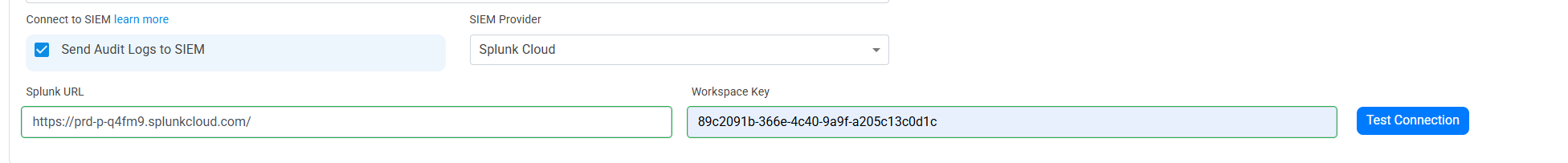 test splunk connection for cloud PKI
