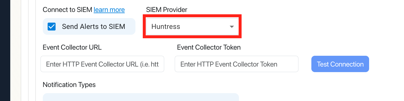 Set Huntress as the SIEM in EZMonitor