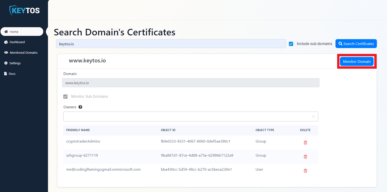 EZMonitor Monitor Domains