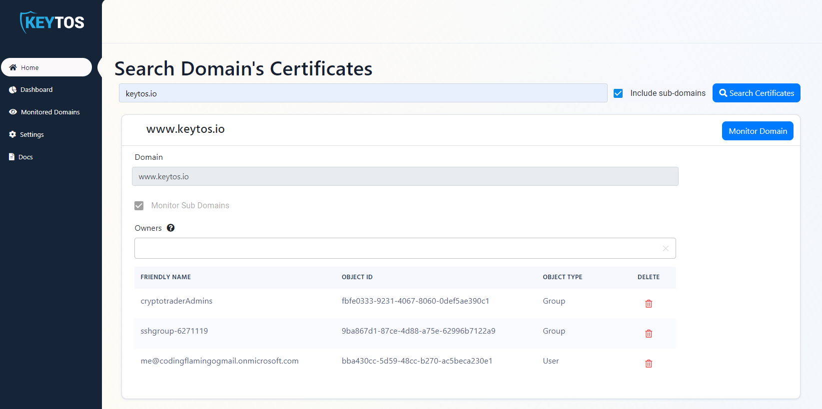 EZMonitor Monitor Domains