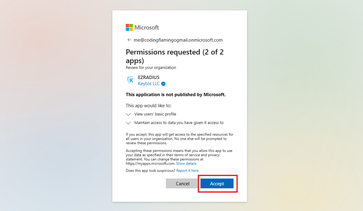 Admin Consent Granted for Entra ID Application